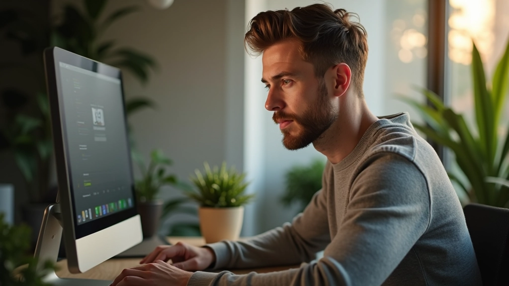 Persona tieši skatās datora monitorā, kurā redzami dažādi e-mācību platformu logi, salīdzinot iespējas